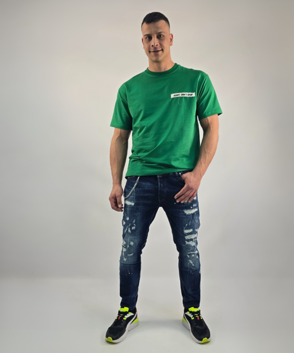 Мъжка тениска ADOPT DON'T SHOP зелен цвят