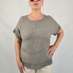 Дамска блузка с дантела в сиво